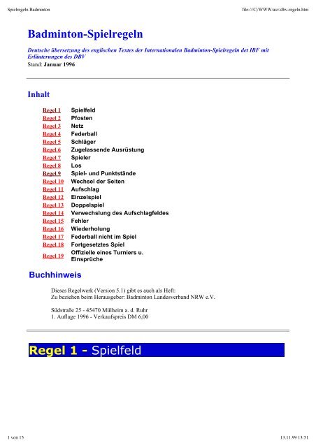 Die Offiziellen Badminton Spielregeln Als Pdf Diese Seite