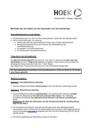 Merkblatt über den Ablauf und die Organisation der Schulzahnpflege