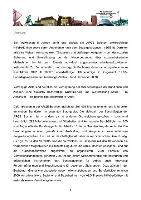 Jahresbericht der ARGE Bochum 2009 - Jobcenter Bochum