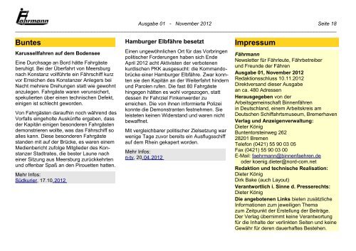 Ausgabe 1 November 2012 - Arbeitsgemeinschaft Binnenfähren in ...