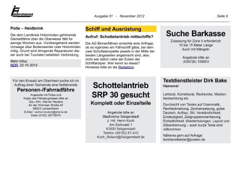 Ausgabe 1 November 2012 - Arbeitsgemeinschaft Binnenfähren in ...