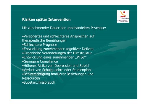 Psychosen im Kindes- und Jugendalter Verlauf, Therapie und ...