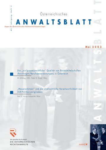 Anwaltsblatt 2003/05 - Österreichischer Rechtsanwaltskammertag