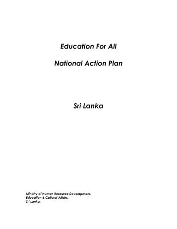 Education For All National Action Plan Sri Lanka - Planipolis - Unesco