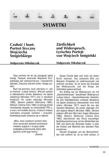 SYLWETKI str. 55 Małgorzata Mikołajczak, Czułość i ... - Pro Libris