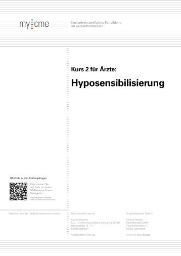 Hyposensibilisierung Kurs 2 für Ärzte - my-cme.de