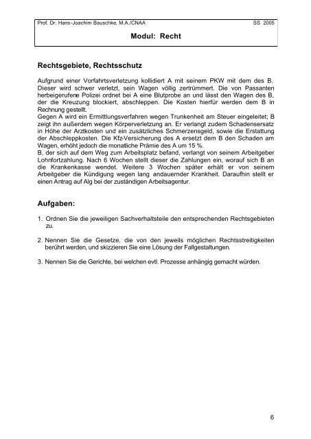 Modul Recht - Prof. Dr. jur. Hans-Joachim Bauschke