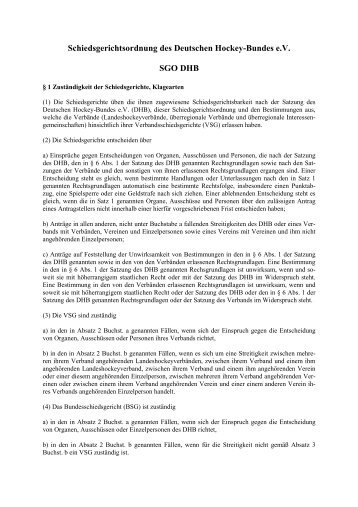 Schiedsgerichtsordnung des DHB - Deutscher Hockey Bund e.v.