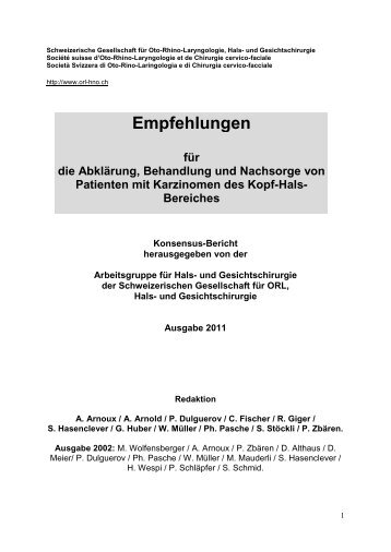 Krebs - Schweizerischen Gesellschaft für Oto-Rhino-Laryngologie ...