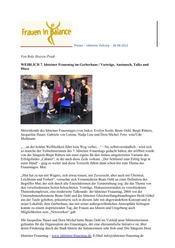 Idsteiner Zeitung - vom 26.09.2011 - Idsteiner Frauentag