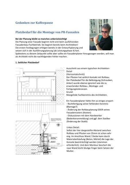 Gedanken zu Kaffeepause - Platzbedarf Montage - Risse-ing.de