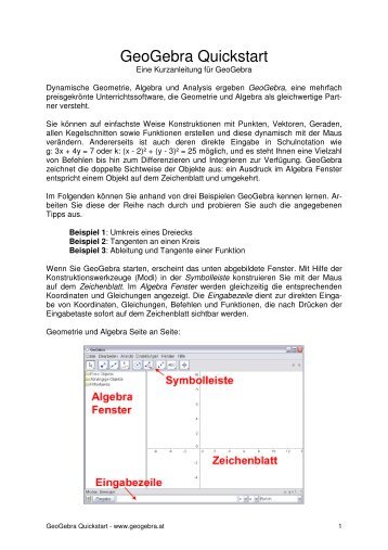 GeoGebra Quickstart - Lehrstuhl für Didaktik der Mathematik