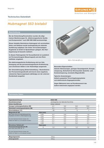 Hubmagnet 553 bistabil - Gruner AG