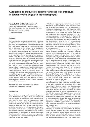 Autogamic reproductive behavior and sex cell structure in ...