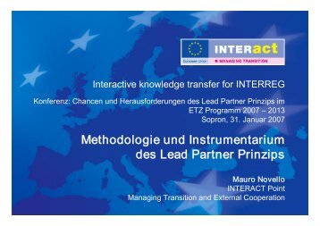 Methodologie und Instrumentarium des Lead Partner Prinzips