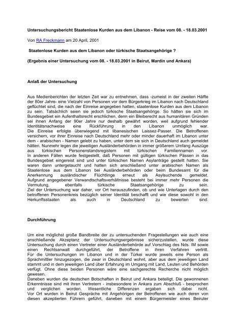 Untersuchungsbericht Staatenlose Kurden Aus Dem Orrae De