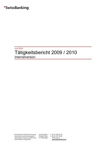 Tätigkeitsbericht 2009 / 2010 - Association suisse des banquiers