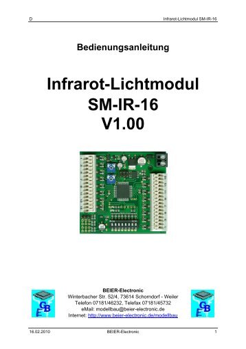 Infrarot-Lichtmodul SM-IR-16 V1.00 - Beier-Electronic