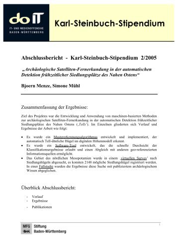 Abschlussbericht - Karl-Steinbuch-Stipendium 2/2005