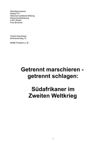 Südafrikaner im Zweiten Weltkrieg - Abendgymnasium Frankfurt