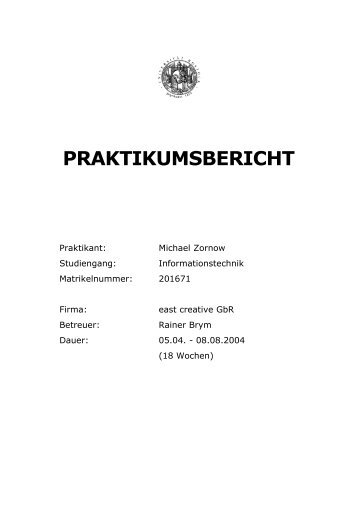 PRAKTIKUMSBERICHT - Zornow, Michael