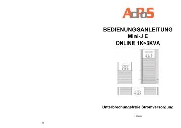 Benutzerhandbuch Mini-J E - AdPoS USV