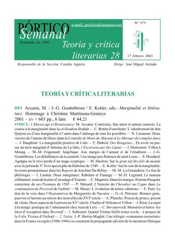 Teoría y crítica literarias 28 - Pórtico librerías