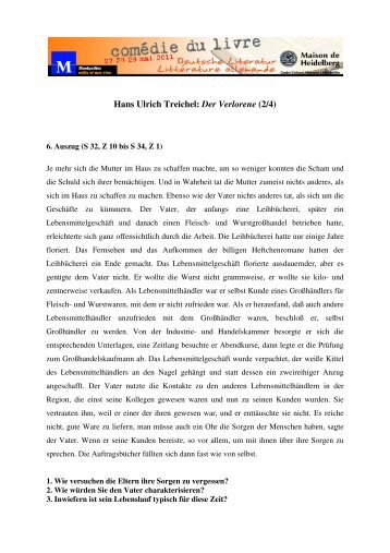 Hans Ulrich Treichel: Der Verlorene (2/4) - Maison de Heidelberg