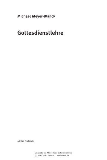 Gottesdienstlehre - Mohr Siebeck Verlag