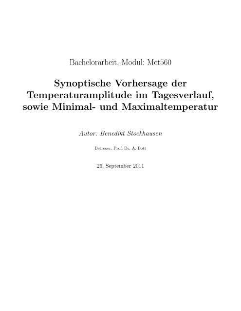 Synoptische Vorhersage der Temperaturamplitude im Tagesverlauf ...