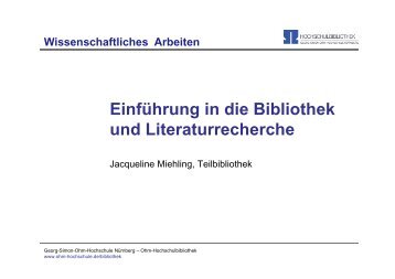 Angebote der Bibliothek - Georg-Simon-Ohm-Hochschule Nürnberg