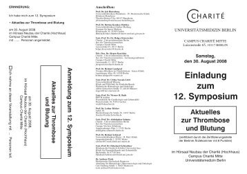 Einladung zum 12. Symposium - Institut für Transfusionsmedizin ...