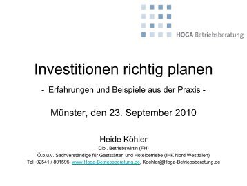 Investitionen richtig planen Erfahrungen und Beispiele aus der Praxis