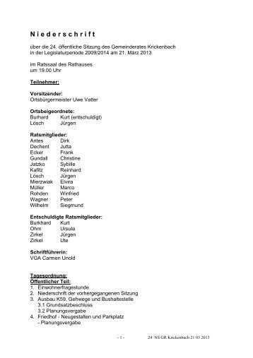 24 NS GR Krickenbach 21 03 2013 - Verbandsgemeinde ...