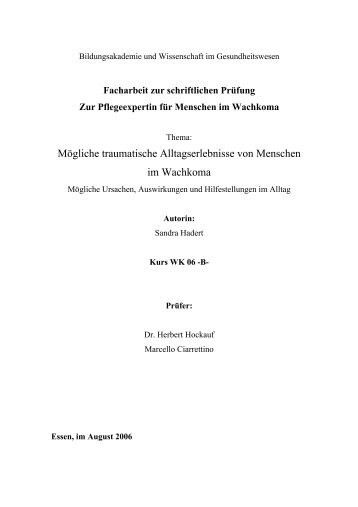 Mögliche traumatische Alltagserlebnisse von Menschen im ... - BaWiG