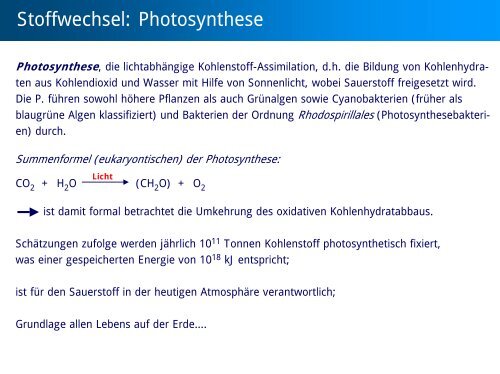 Stoffwechsel: Übersicht