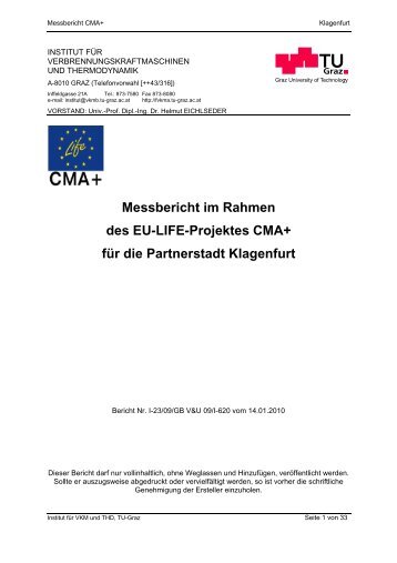 Messbericht im Rahmen des EU-LIFE-Projektes CMA+ für die ...