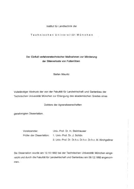 Der Einfluss verfahrenstechnischer Maßnahmen zur Minderung der ...