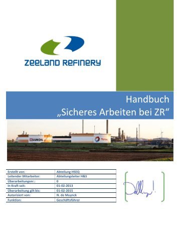 Handbuch „Sicheres Arbeiten bei ZR“