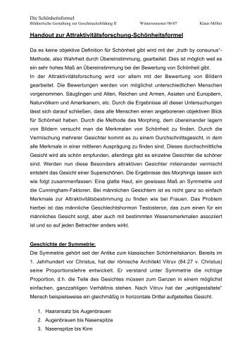 Handout zur Attraktivitätsforschung-Schönheitsformel - Klaus Möller