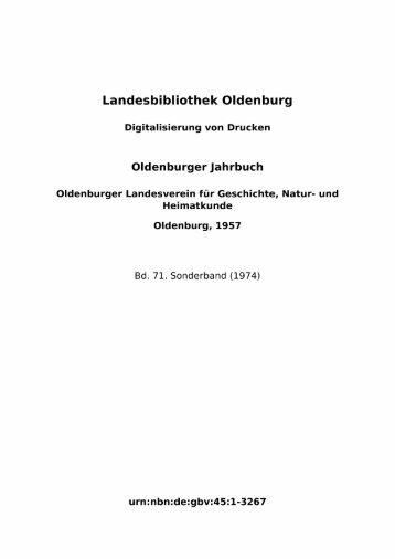 71.Sonderband - der Landesbibliothek Oldenburg