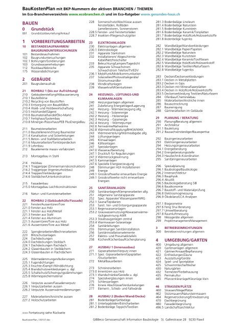 BKP-Liste (PDF zum download) - Eco-Branchenverzeichnis