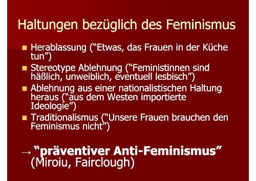 Vorurteile und Stereotype gegenüber dem Feminismus bei ...