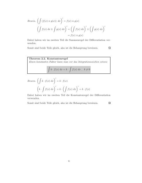 Integralrechnung (Skriptum)