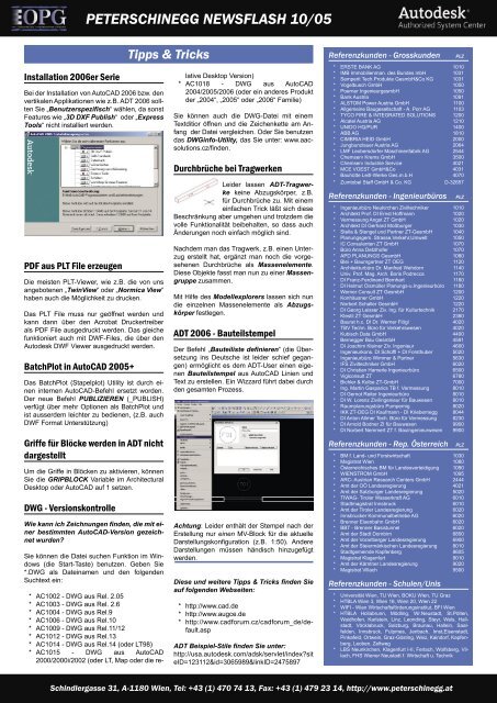 peterschinegg newsflash 10/05 - Peterschinegg GesmbH