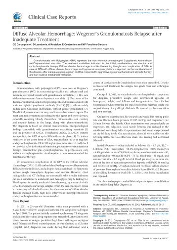 Diffuse Alveolar Hemorrhage: Wegener's Granulomatosis Relapse ...