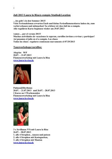 Flyer zum Ausdruck - Laura la Risa - Flamenco