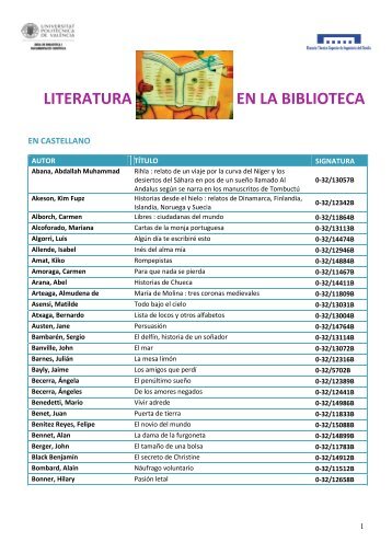 LITERATURA EN LA BIBLIOTECA