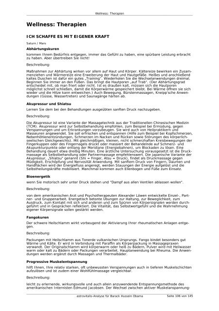 astrovitalis-Analyse für Barack Hussein Obama - Webs