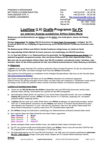 LogView (LV) Grafik-Programm für PC - Accu-Select
